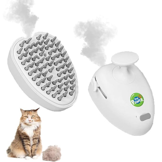 Cat Steam Brush for Shedding, 4 in 1 Rechargeable Steam Brush for Cats and Dogs, Anti-Static, Massage, Cleaning, Shedding & Combing All In One!