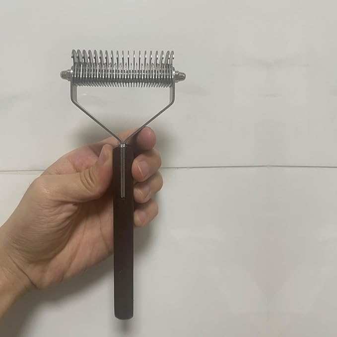 Dog Brush for Shedding 20 Blade Dematting Tool Pet Brush Dual Side, Undercoat Rake for Large Medium Small Dogs and Cats, Shedding Dog Comb for Grooming, Premium Wood Handle