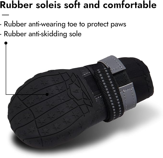Dog Shoes for Large Dogs, Medium Dog Boots Paw Protectors for Winter Snowy Day, Summer Hot Pavement, Waterproof in Rainy Weather, Outdoor Walking, Indoor Hardfloors Anti Slip Sole (Black5#)