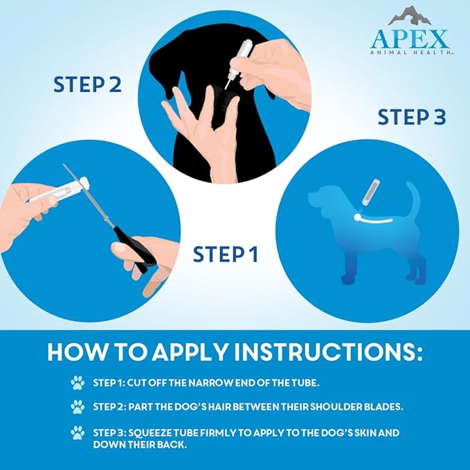 Apex Plus Flea and Tick Prevention for Dogs | Medium (23-44 lbs) | 6-Month Supply | Dog Flea and Tick Treatment | 24-Hour Activation, Waterproof, 30-Day Protection