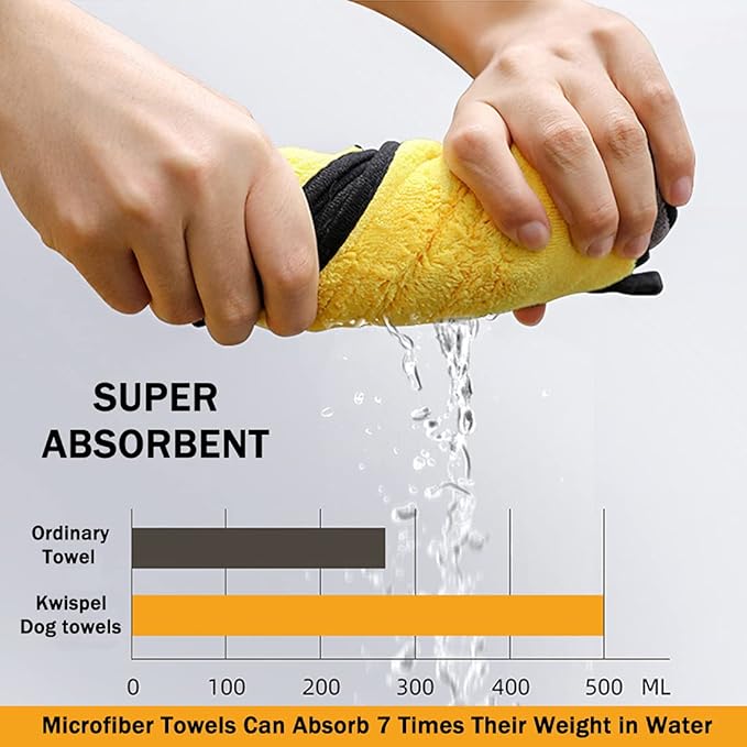 Dog Towel - 2 Pack Large Dog Bath Towel Super Absorbent Microfiber Beach Towels for Quick Drying Small Medium Large Dogs and Cats, Machine Washable,55.1x27.5 inch,Yellow Green