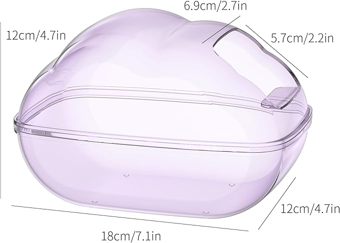 BUCATSTATE Sand Bath Container for Hamster Transparent Toilet with Scoop Set Dust Bath Sandbox Cage Accessories for Small Animals(Purple, Large)