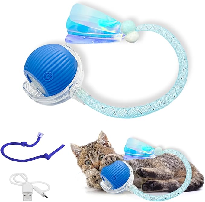 Cat Toy, Interactive Cat Toy, Cat Toys for Indoor Cats with 2 Tails, 3 Modes Rechargeable Cat Enrichment Toys for Small/Medium/Large Cats to Keep Them Busy