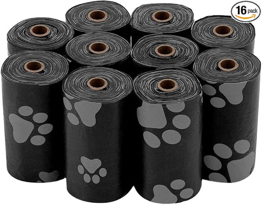 Best Pet Supplies Dog Poop Bags (240 Bags) for Waste Refuse Cleanup, Doggy Roll Replacements for Outdoor Puppy Walking and Travel, Leak Proof and Tear Resistant, Thick Plastic - Black