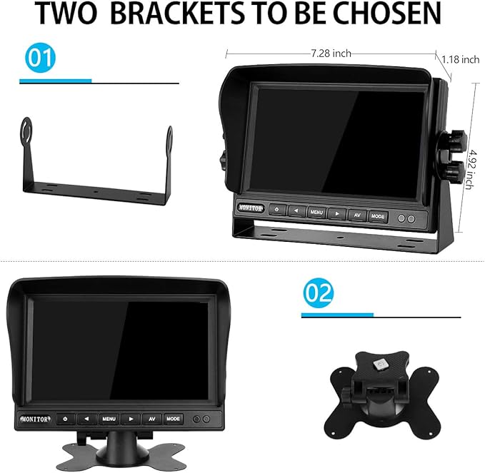 Backup Camera System Kit 7" LCD Reversing Monitor +Rear View Back Up Camera with 170 ° Wide Angle, Waterproof IP68, 18 Infrared Night Vision for Trucks/RV/Trailers/Bus/Vans/Box Truck