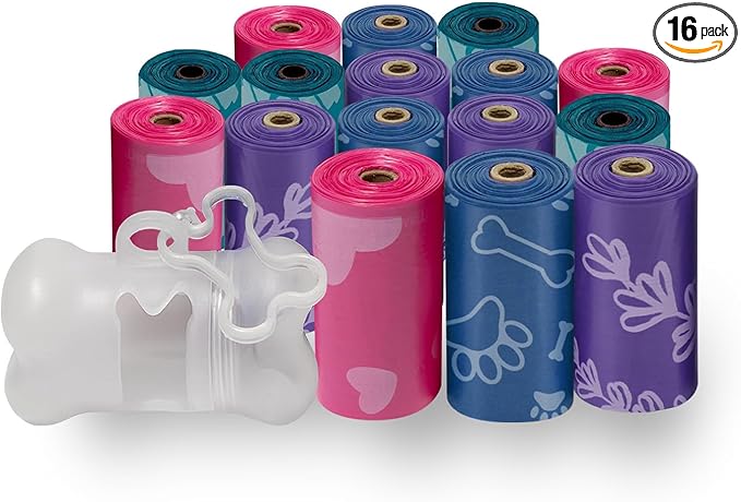 Best Pet Supplies Dog Poop Bags for Waste Refuse Cleanup, Doggy Roll Replacements for Outdoor Puppy Walking and Travel, Leak Proof and Tear Resistant, Thick Plastic - Assorted Colors, 240 Bags