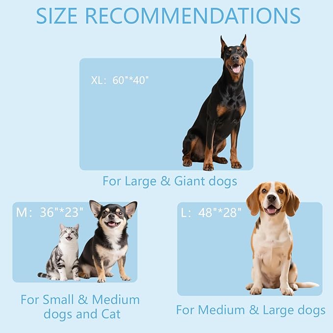 BECEMURU Dog Cooling Mat - 60" x 40" Thickening Cooling Pad Blanket for Crate, Kennel, Bed, Sofa - Machine Washable, Durable, Non-Gel - Keep Your Pet Cool and Comfortable