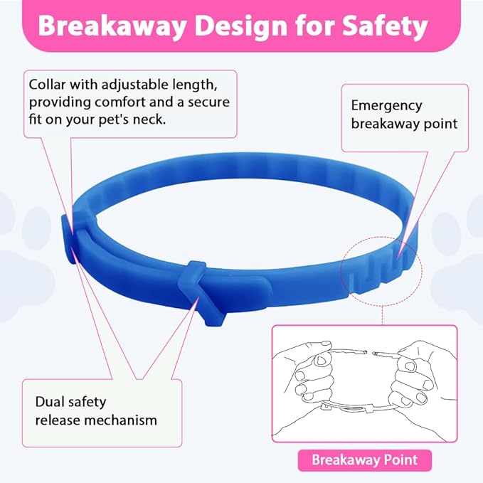 4 Pack Flea and Tick Collar for Cats, Natural Plant Oil Formula Cat Flea Collar Provides 32-Month Protection for Flea & Tick Prevention, Waterproof & Adjustable Cat Flea Treatment for Most Cats