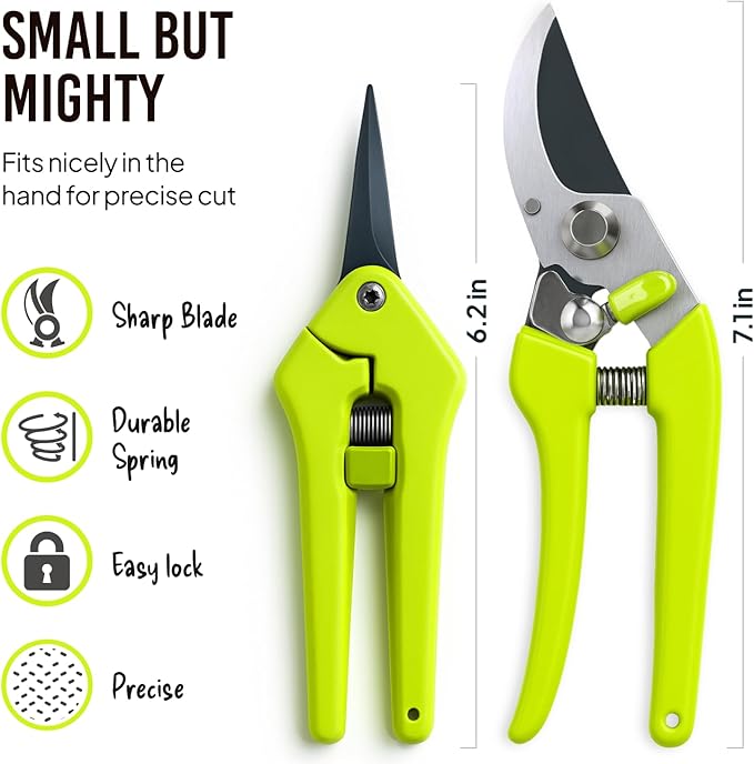 2-Pack Stainless Steel Gardening Scissors, Pruning Shears and Clippers for Gardening
