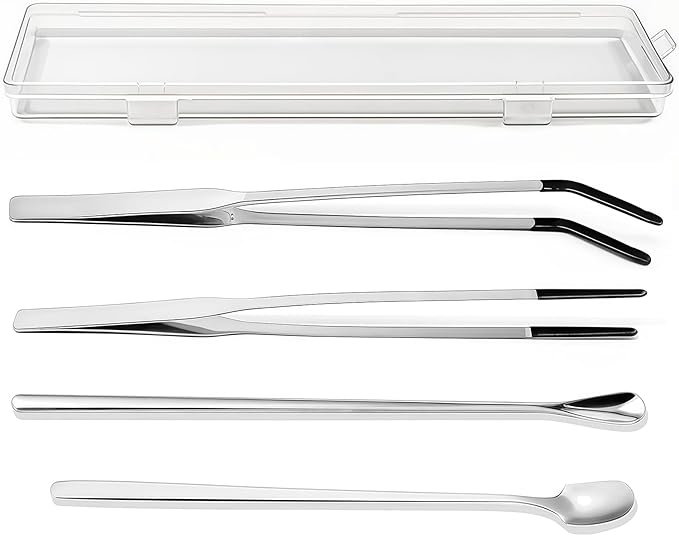 4PCS-Rubber Tip Feeding Tongs for Reptiles Extra Long Stainless Steel Reptile Feeding Tongs Terrarium Tools Feeder for Lizards Bearded Dragon Snake Enclosure Tank Accessories