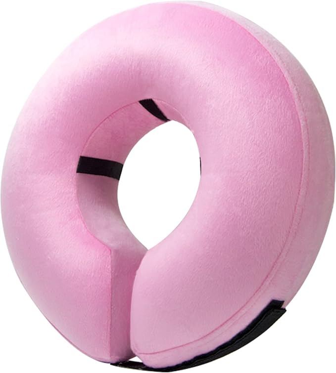 BENCMATE Inflatable Dog Cone Collar Alternative, Soft Dog Cone for Small Medium Large Dogs and Cats, Neck Recovery ECollar Donut Collar After Surgery (Large, Pink)