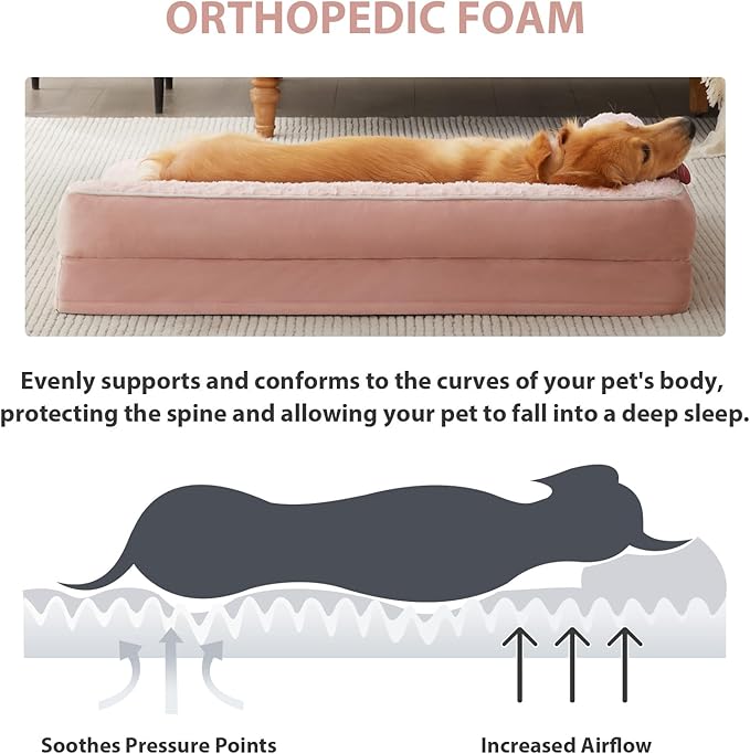 BFPETHOME Orthopedic Dog Beds for Large Dogs-Waterproof Sofa Dog Bed with Removable Washable Cover, Large Pet Bed with Waterproof Lining and Nonskid Bottom, Pet Bed for Dogs