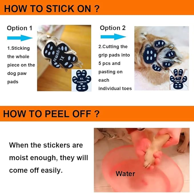 Dog Anti Slip Paw Grips Traction Pads,Dog Feet Stickers with Stronger Self-Adhesive Paw Pad Provide Traction for Senior, Injured Dogs,12 Sets (48 pcs) S Black