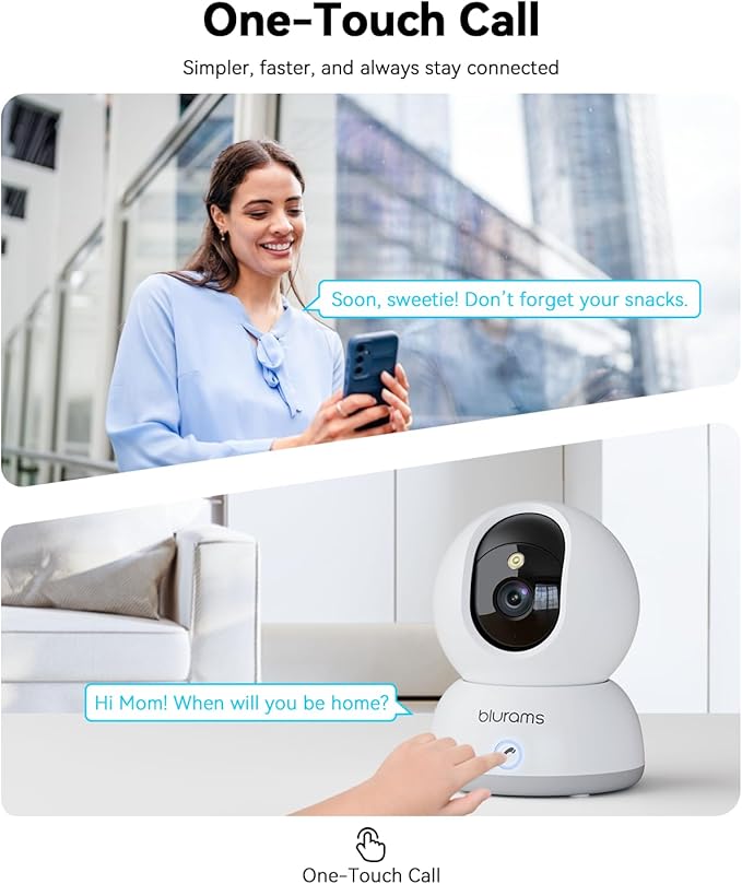 blurams Pet Camera 4K, 8MP Indoor Cameras for Home Security with One-Touch Call, Color Night Vision, Motion Tracking, 5GHz/2.4GHz Wi-Fi, Cloud & SD Card Storage, Wi-Fi 6