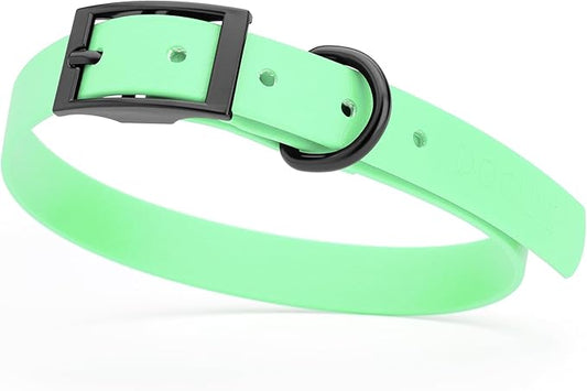 Dogline Biothane Waterproof Dog Collar Strong Coated Nylon Webbing with Black Hardware Odor- Proof for Easy Care Easy to Clean High Performance Fits Small Medium or Large Dogs, Sea Foam Green