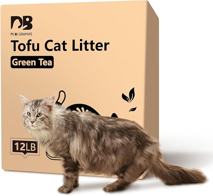 Cat Litter 12LB/2 Packs Dust-Free Clumping Tofu Cat Litter Quickly Absorb Odors Toilet Can Flush Into The Toilet Pure Natural tofu cat Litter (Green Tea)