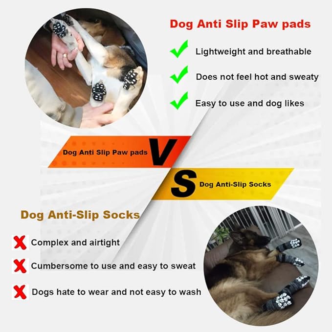 Dog Paw Anti-Slip Grips to Keeps Dogs from Slipping On Hardwood Floors,Best for Summer Hot Pavement,Self Adhesive Resistant Dog Shoes Booties Socks Replacement XXL 24 Pieces