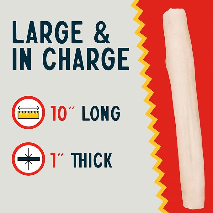 Canine Chews 10" Dog Rawhide Retriever Rolls - Bones for Large Dogs (20 Pack) - 100% USA-Sourced Natural Beef - Single Ingredient - Healthy Dental Chew