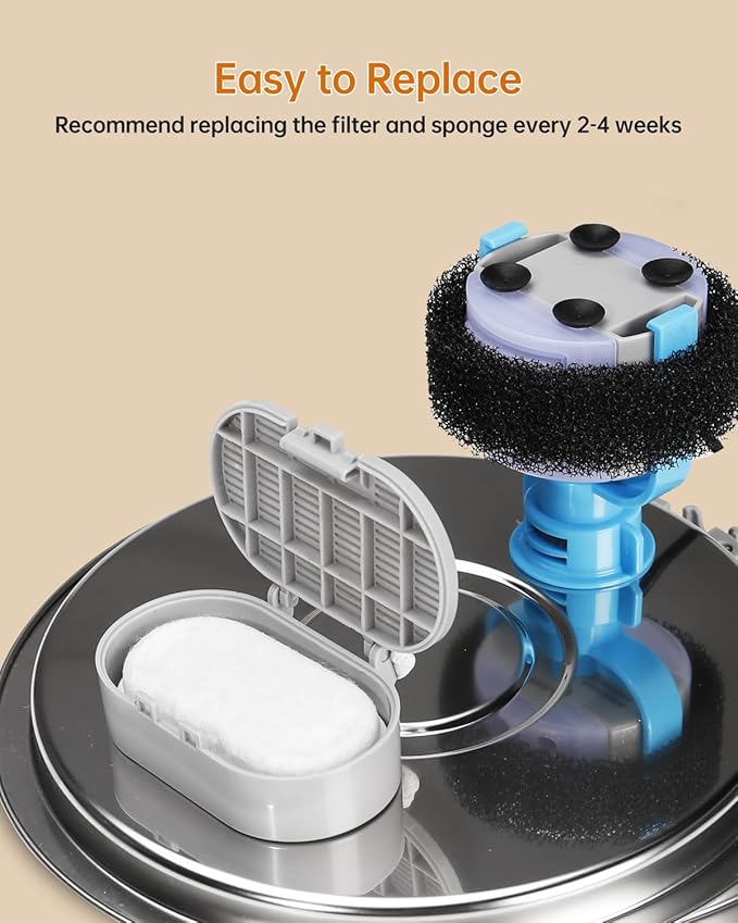 Cat Water Fountain Filter, Filters Replacement for 108Oz/3.2L&67Oz/2L&135Oz/4L Stainless Steel Pet Water Drinking Fountain, Dog Indoor Water Dispenser Fountain Carbon Filter, 12 Filters & 12 Sponges