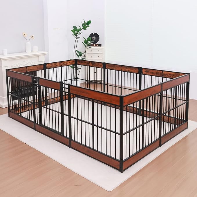 Dog Playpen, 31.5" Height Dog Pen Indoor, Heavy Duty, Safe and Sturdy, Furniture Style Puppy Pen (12 Panels (31.5" High), Black)