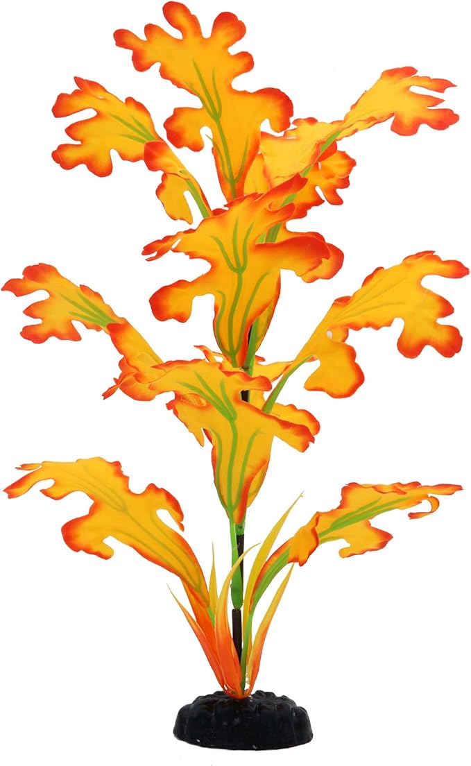 2-Pack 12 Inch Aquarium Silk Aquarium Plants, Artificial Plastic Plant for Small Tank, Goldfish, Fish Hides (Yellow, 12 Inch)