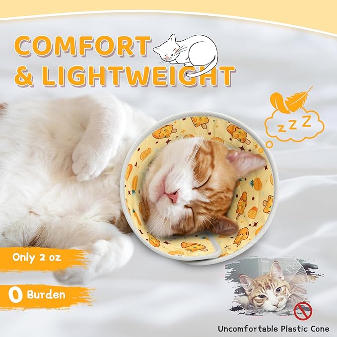 Cat Cone Collar Soft to Stop Licking, Adjustable, Foldable Lightweight Kitten Cones After Surgery Recovery for Cats & Kittens, Cat Cone Alternative (Orange, S)