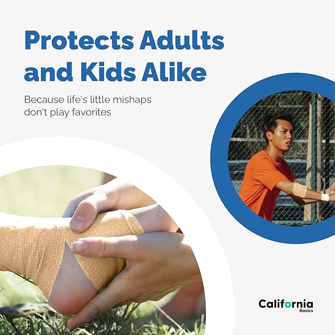 California Basics - 8 Pack - Self Adhesive Bandage Wraps - 3 Inch by 5 Yards Non Woven Self Adhesive Bandage Wrap, Brown Athletic Tape for Wrist, Hand & Ankle Wrap, Premium-Grade Medical Bandage Tape