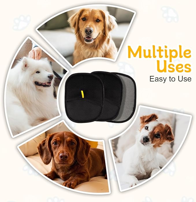 3 PCS Pet Hair Remover Electrostatic Gloves, Pet Hair Removal Gloves, Reusable Cat & Dog Hair Remover for Couch, Furniture, Carpet, Car Seat, Animal Fur Removal Tool, Cat Grooming Gloves