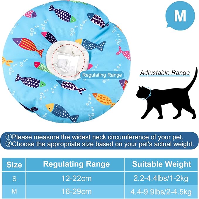 Cat Cone Collar Soft Cute Adjustable Cat Donut Recovery Collar Elizabethan Cats Cones to Stop Licking Comfortable Anti-Bite Neck Cone for Pet Kittens After Surgery