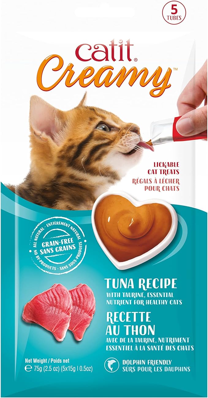Catit Creamy Lickable Cat Treat – Hydrating and Healthy Treat for Cats of All Ages - Tuna, 5-Pack