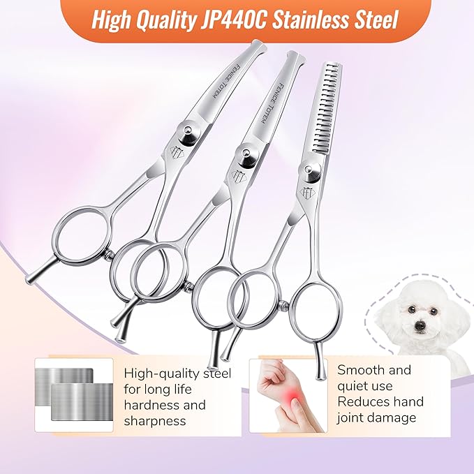 Dog Grooming Scissors: 3 in 1 Pet Shears Set Made Of Advanced Stainless Steel Alloy for Trimming Dogs Cats and Other Pets Face and Paws