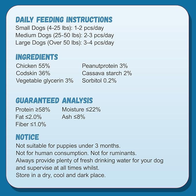 Dog Treats Chicken Wrapped Cod Fish Skin Sticks, Healthy High Protein Omega3 Cod Twist Dog Chews Real Chicken Wrap Teeth Cleaning for Large Medium Small Breeds, 10.6 oz