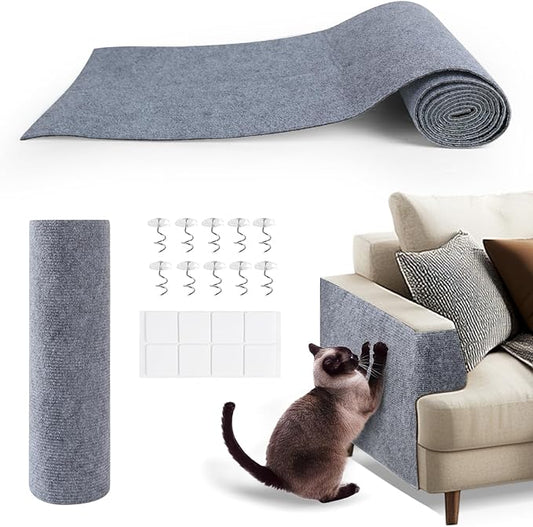 78.7"x15.8"Self-Adhesive Climbing Cat Scratch Protector Pads - Trimmable Furniture Guard for Sofa, Walls & Floors, DIY Cat Tree/Tower/Bed, Replaceable Scratch-Resistant Mats (Light Gray)