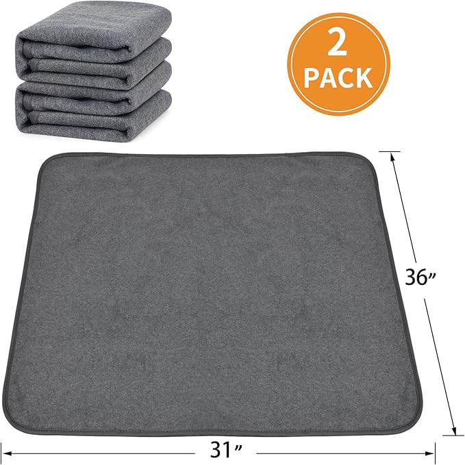 Dog Pee Pad Washable-Extra Large Instant Absorb Training Pads Non-Slip Pet Playpen Mat Waterproof Reusable Floor Mat for Puppy/Senior Dog Whelping Incontinence Housebreaking (31"x36"-(2PACK))