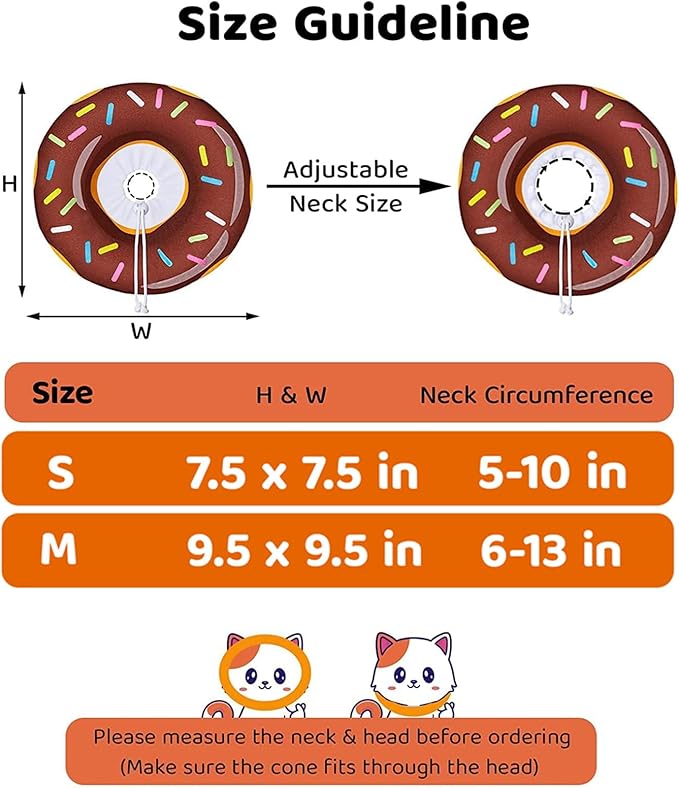 Amakunft Adjustable Cat Cone Collar Soft, Cat Recovery Collar, Cone for Cat After Surgery, Cat Neck Cone, Elizabethan Collar for Cat and Kitten (Donut S (Neck: 5"-10"))