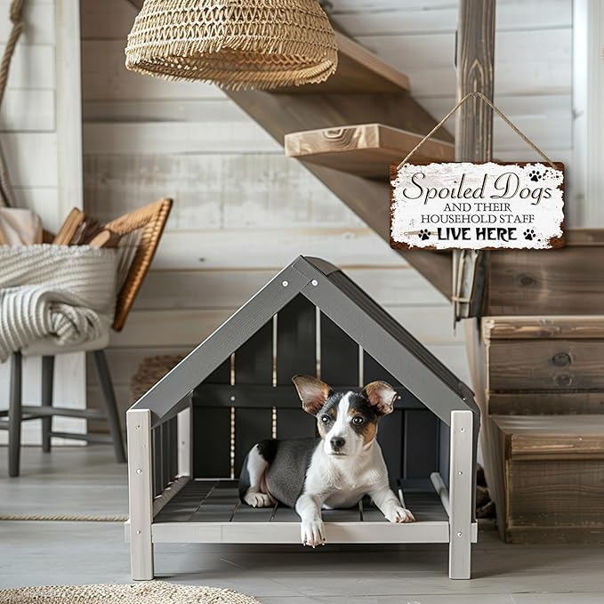 Dog Signs For Home Decor Gifts For Dogs Owners Dog Bedroom Decor Wood Dog Family Decoration Dog Room All You Need Is Love And A Dog Sign Spoiled Dogs And Their Household Staff Live Here Signs 12x6 In