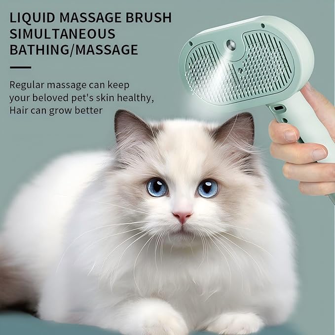 3-in-1 Steam Brush for Cats - Self Cleaning Cat Brush with Anti-Static & Shedding Control, Rechargeable Pet Grooming Tool for Long/Short Hair Cats & Dogs(White)