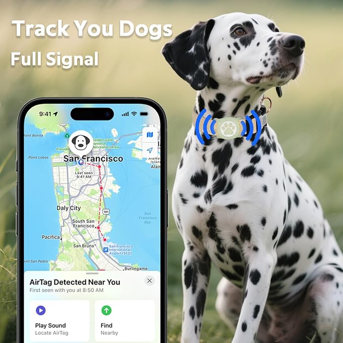 Dog Collar with Waterproof AirTag Holder & Anti-Lost QR Code, Cute Bling Warpping Adjustable Width for Small Medium Large Pet (Yellow, S)