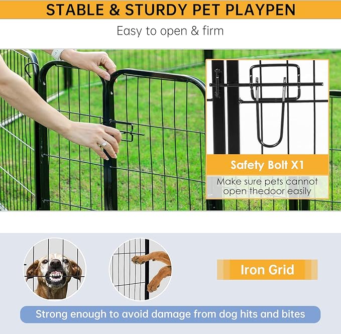 BestPet | Dog Playpen | 24 Inch, 24 Panels | Heavy Duty Metal Pet Exercise Pen | Indoor Outdoor Fence Panels | Rust-Resistant, Removable, Tool-Free Setup | Anti-Skid, Expandable Design