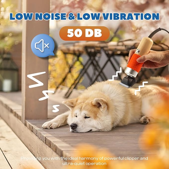 200W Pet Grooming Clippers for Thick Heavy Coats, 2000-6000rpm Stepless Speed Control & 10ft Power Cord, Low Noise< 50db, Dog Trimmer Kit with Extra Detachable Blade & 2 Limit Combs of 4 Sizes