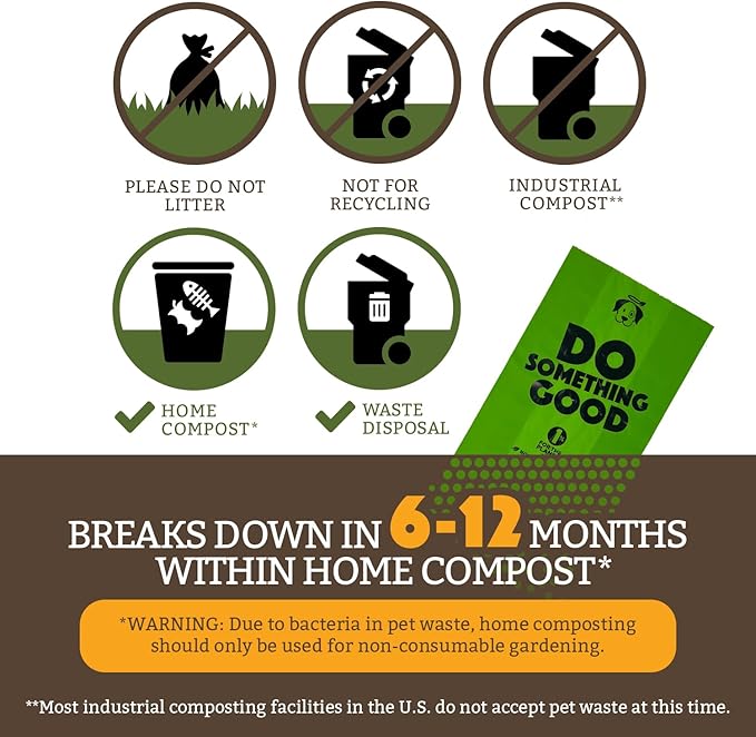 Doggy Do Good Poop Bags for Dogs (200 Ct), Easy Open Dog Poop Bags Rolls, Certified Home Compostable