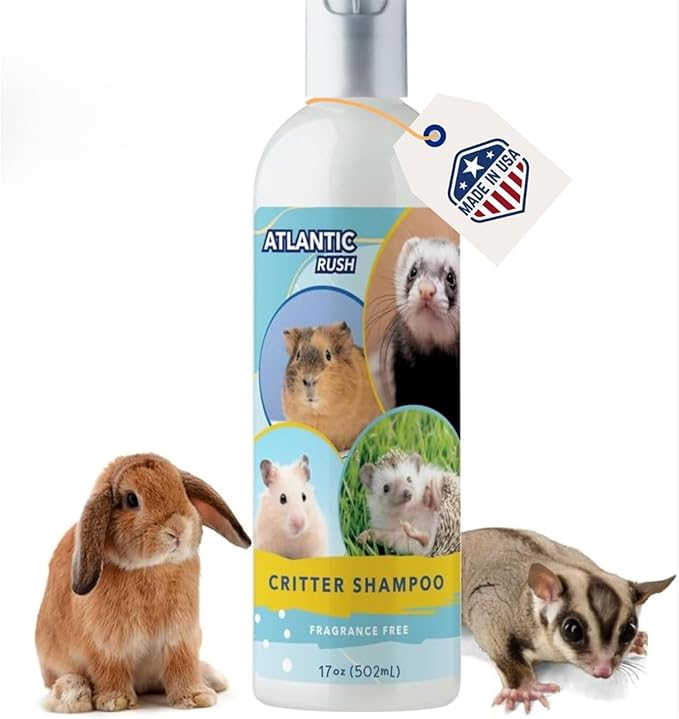 Critter Shampoo for Small Pets - 17 oz Small Animal Fragrance & Detergent Free Shampoo - Sensitive Skin Shampoo for Ferrets, Guinea Pigs, Rabbits, Hedgehogs, Hamsters & Sugar Gliders (Unscented)