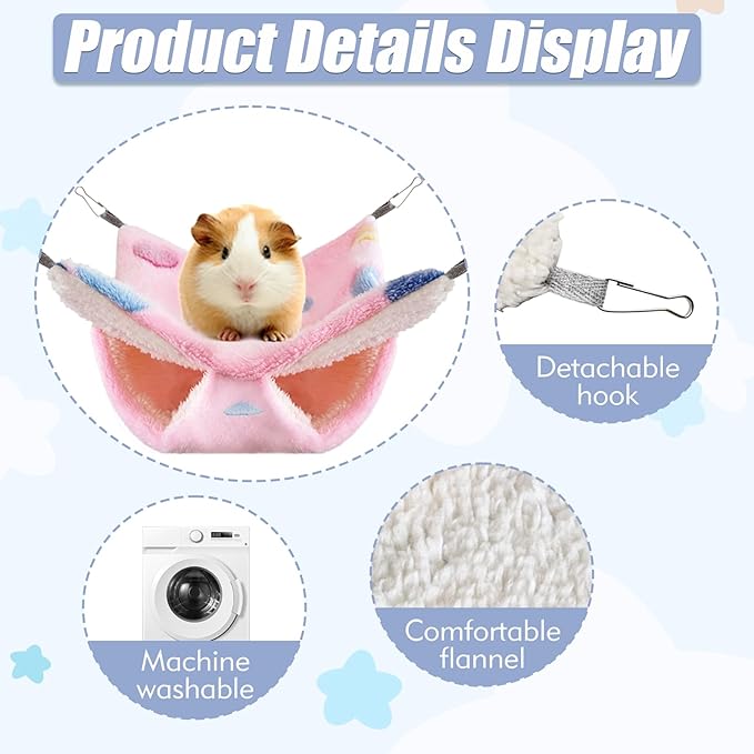 4 Pcs of Rat Hammocks Small Animal Hammock Rat Hanging Bed Guinea Pig Hammock Guinea Pig Accessories for Small Animals Cage Chinchilla Parrot Sugar Glider Ferret Squirrel