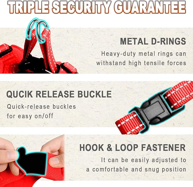 Dog Harness Step in Dog Vest Harness, Reflective Adjustable Puppy No Pull Harness Breathable Soft for Small and Medium Dogs Cats, Red, S