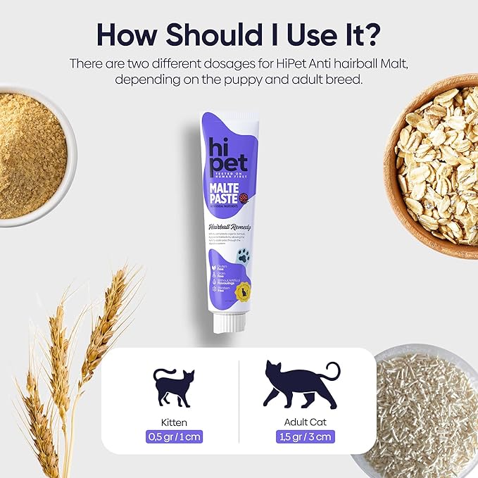 Anti-Hairball Malt, Cat Treats Lickable, Hairball Treatment for Cats, Supports Digestive System, 2.65 Oz (Pack of 1)