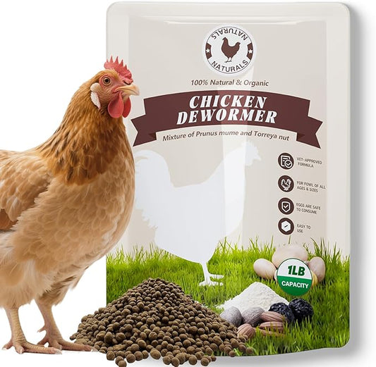 Chicken Dewormer Powder, All-Natural Health Formula, 1LB Pouch,Safe for Eggs, Effective for All Ages & Sizes, Chicken Wormer, Poultry Medicine Supplies (1, Pounds)