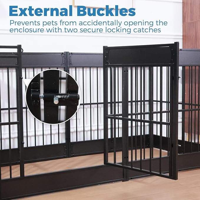 Dog Playpen, 31.5" Height Dog Pen Indoor, Heavy Duty, Safe and Sturdy, Furniture Style Puppy Pen (12 Panels (31.5" High), Black)