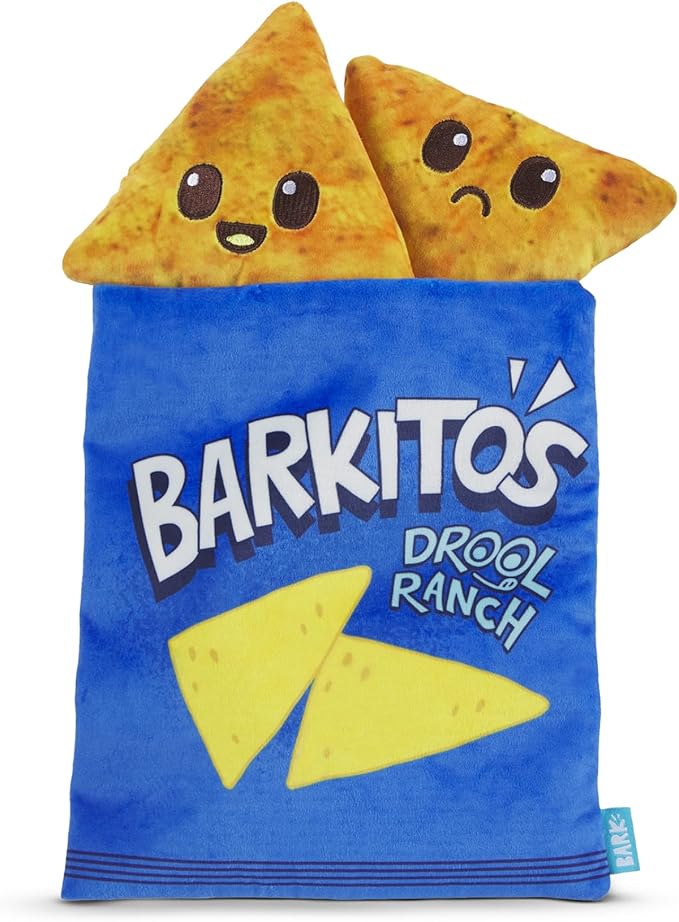 BARK Drool Ranch Chips Holiday Plush Dog Toy | Squeaky Fun for Medium Dogs