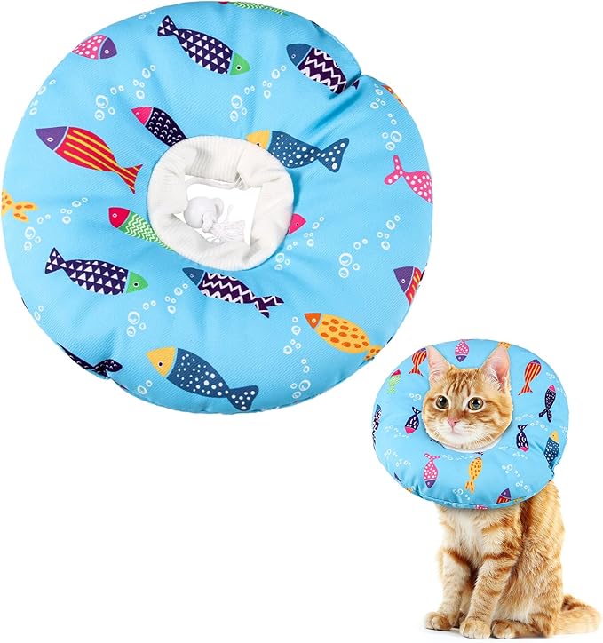 Cat Cone Collar Soft Cute Adjustable Cat Donut Recovery Collar Elizabethan Cats Cones to Stop Licking Comfortable Anti-Bite Neck Cone for Pet Kittens After Surgery