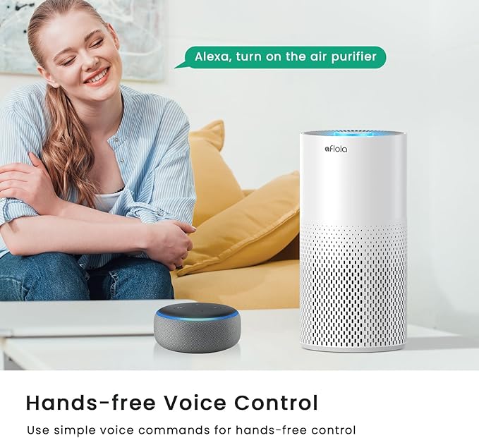 Afloia Air Purifiers for Home Bedroom Large Room Up to 1076 Ft², Smart WiFi Works with Alexa, 3-Stage Filter Cleaner Odor Eliminator, Pet Dander Pollen Allergy Dust Mold Smoke, 22dB, Kiloplus